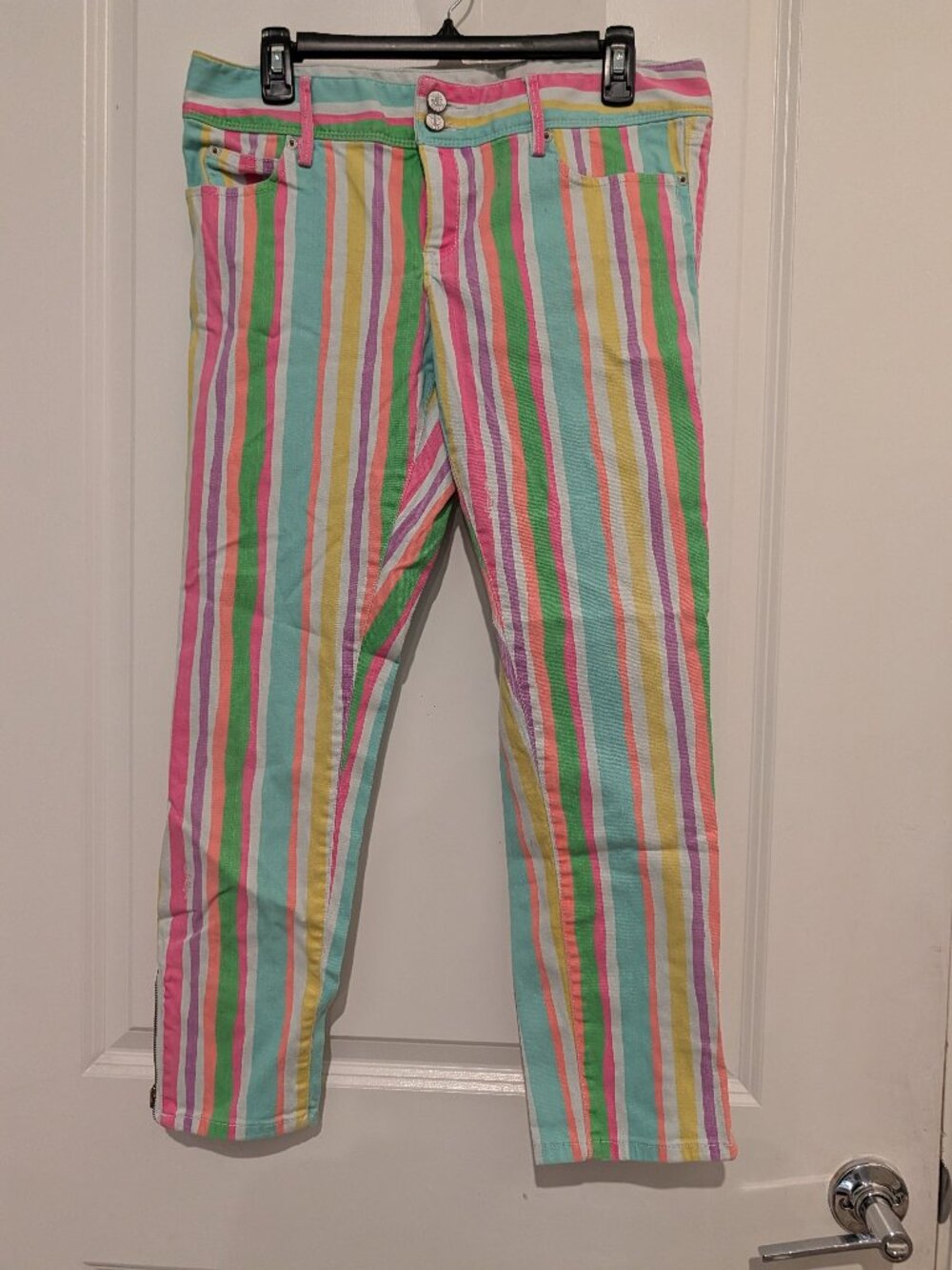 Lilly Pulitzer "Worth Skinny Mini Zip" Women's Size 8 – Rainbow Stripe Jeans